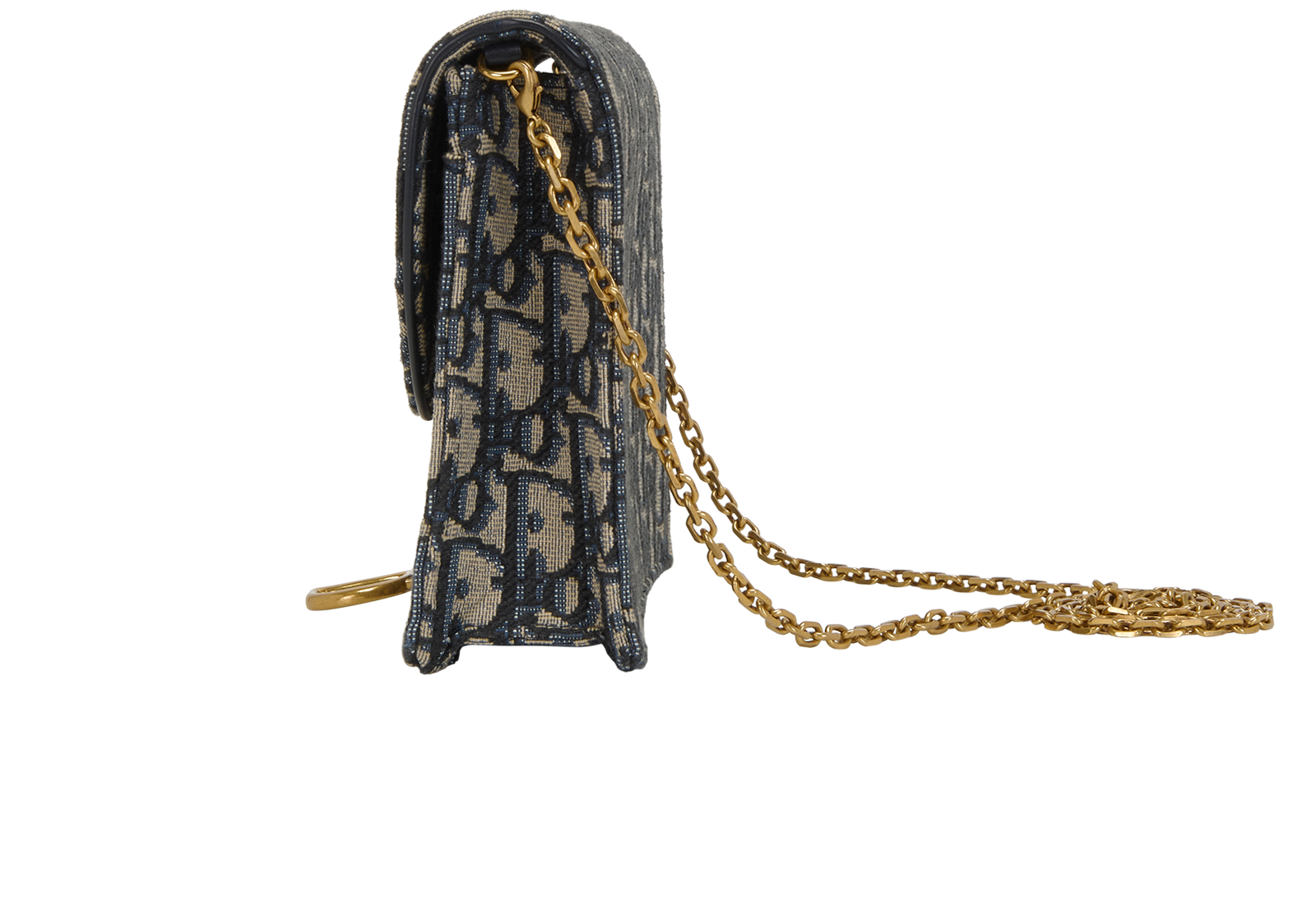 Medium Saddle Pouch With Chain, &pound;850, Handbags, Navy, Canvas, Bottom view